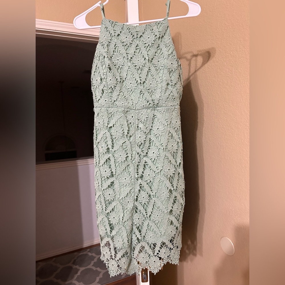 Gianni Bini Mint Green Crochet Mini Dress